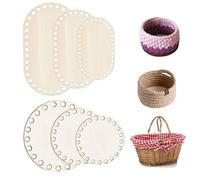 Zasjon 6 Tailles Fond de Panier en Bois Naturel, Ovale Rond Bases de Panier en Bois Naturel, Fond De Panier à Crocheter avec Trou pour DIY Panier Tissage Fournitures Décoration, Trou de 6 mm