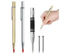 Zasjon Pointeau Automatique en Métal Poinçons Centraux à Ressort Automatiques avec 2 Pièces Pointe a Tracer et 2 Pièces Embouts de Rechange, Poinçon Central Automatique pour Bois, Mur, Verre, Metal