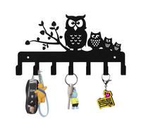 Zasjon Porte Clef Mural Accroche Clef Mural avec 7 Crochets, Patère en Métal Noir Multifonctionnel Décoratif Rangement pour Clés, Mur, Entrée, Couloir, Bureau, Porte (Hibou)