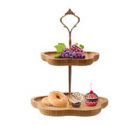 Zasjon Présentoir à Gâteaux en Bois à 2 Niveaux, Présentoir à Cupcakes 2 Étages Aperitif Buffet Supports à Gâteaux pour Cupcakes, Desserts, Fruits, Ø 14,4cm, 19,2cm,H 25cm