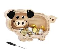 Zasjon Tirelire Enfant en Bois Tirelire Cochon Personnalisé Décoratives Dessin Animé Piggy Bank Cadeau pour Garçon ou Fille
