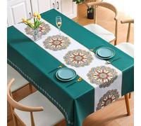 Zaslan Nappe Rectangulaire 140x220 - Anti Tache Nappe Plastique Toile Cirée rectangulaire Nappe Grande Taille Linge De Table - pour Picnic, Exterieur, Jardin