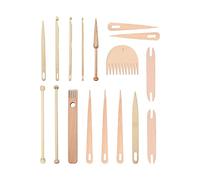 zasrtic Lot de 17 bâtons de métier à tisser en bois, comprenant une navette en bois, un bâton à tricoter en bois, une aiguille à crochet, un peigne à tisser en bois pour le bricolage et le tissage