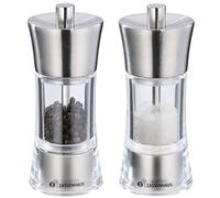 Zassenhaus AACHEN Ensemble de moulins à poivre et à sel à remplir soi-même, Ø 5,8 cm H 14 cm, acier inoxydable, récipient en acrylique, broyeur en céramique, moulin à épices, également pour d'autres