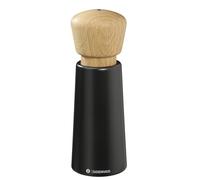 Zassenhaus Norderney Moulin à sel en bois de hêtre laqué, tête de moulin en chêne, broyeur en céramique haute performance réglable en continu, moulin à épices pour poivre, sel et herbes, 18 cm, noir
