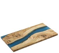 Zassenhaus Planche de service bleue en bois d'olivier et résine, 45 x 22 x 1,5 cm, fabriquée à la main, de qualité supérieure, avec un design unique, idéale pour servir et présenter des aliments avec