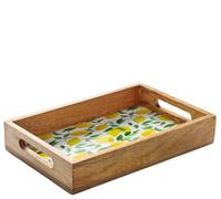 Zassenhaus Plateau Lemon en Bois de manguier résistant, 30,5 x 20 x 5,5 cm, Pieds antidérapants, décoration de Couleur Moderne, Plateau de Service décoratif pour Cuisine et Salon, Grain de Bois