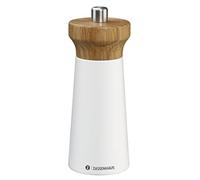 Zassenhaus WESTERLAND Moulin à poivre en bois | Blanc/Bois de hêtre | Tête de moulin en bois de chêne | Avec broyeur en céramique haute performance réglable en continu | Moulin à épices pour poivre