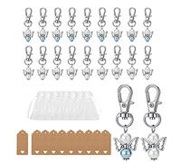 Zasvec 20 pièces Porte-clés Ange en Perles 2 Coloris Faveur de Mariage Ensemble Pendentifs Cadeau de Souvenir avec Sac-Cadeau Organza + Papier Kraft Dur, Bleu et Blanc/Tout Blanc,5.5 x 2 cm