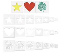 Zasvec Pochoir de Étoile 24 Pièces Pochoir en Plastique Pochoirs de Coeur Réutilisables Pochoirs de Feuille pour Peinture Pochoir de Peinture en Forme D'étoile pour DIY Décoration, 8 Tailles