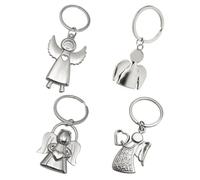 Zasvec Porte-clés Ange Gardien 4 Pièces Pendentif Porte-Bonheur Coeur Ange Gardien Porte-clés Porte-clés en Métal Ange Porte-Bonheur Pendentif Ange Porte-clés Pendentif Ange Gardien pour Famille