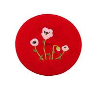 Zasy Floral Wool Beret French Beanie Cap Handmade Felt Patterns Women Hat