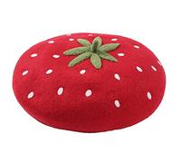 Zasy Laine Béret Décontractée Femmes Bonnets Fait Main Se sentait Fruit Chapeau Strawberry