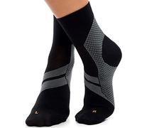 ZaTech Chaussettes de compression pour la fasciite plantaire. Soutien du talon, de la cheville et de la voûte plantaire. (FR/ES, Numérique, 43, 45, Taille normale, Taille normale, Noir/Gris)