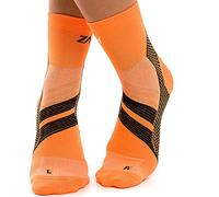ZaTech Chaussettes de compression pour la fasciite plantaire. Soutien du talon, de la cheville et de la voûte plantaire. (FR/ES, Numérique, 41, 43, Taille normale, Taille normale, Orange/Noir)