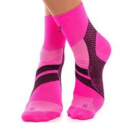 ZaTech Chaussettes de compression pour la fasciite plantaire. Soutien du talon, de la cheville et de la voûte plantaire. (FR/ES, Numérique, 39, 41, Taille normale, Taille normale, Rose/Noir)