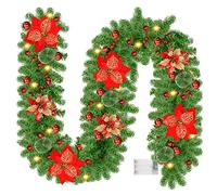 Zateety Guirlande de Noël 270cm: Guirlande Sapin Artificiel avec lumières, pour Patios, Salons, Escaliers, Cheminée, Portes, Fenêtres, Mur, Escalier, Décoration de Noël