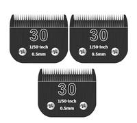 ZATEIRL Lot de 3 Lames de Toilettage 30# Détachables pour Chien - Lame en Acier de 1/50 Pouce (0,5 mm) - Compatible avec Andis, Oster A5, Wahl KM-10 - Noir