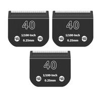ZATEIRL Lot de 3 Lames de Toilettage 40# Détachables pour Chien - Lame en Acier de 1/100 Pouce (0,25 mm) - Compatible avec Andis, Oster A5, Wahl KM-10, Moser, Heiniger - Noir