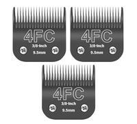 ZATEIRL Lot de 3 Lames de Toilettage 4FC Détachables pour Chien - Lame en Acier de 3/8 Pouce (9,5 mm) - Compatible avec Andis, Oster A5, Wahl KM-10, Moser, Heiniger - Noir
