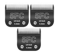 ZATEIRL Lot de 3 Lames de Toilettage 5FC Détachables pour Chien - Lame en Acier de 1/4 Pouce (6,3 mm) - Compatible avec Andis, Oster A5, Wahl KM-10, Moser, Heiniger - Noir