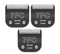 ZATEIRL Lot de 3 Lames de Toilettage 7FC Détachables pour Chien - Lame en Acier de 1/8 Pouce (3,2 mm) - Compatible avec Andis, Oster A5, Wahl KM-10, Moser, Heiniger - Noir
