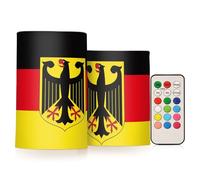 Zathe Bougies piliers sans flamme LED sans flamme pour extérieur Drapeau de l'Allemagne Soie