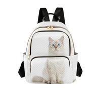 Zathe Sac à dos pour femme Deux tailles, Doux animal de compagnie aux yeux bleus blancs, Medium, Décontracté