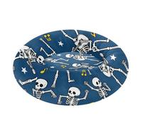 Zathe Squelettes musicaux sur motif bleu pour animal domestique - Lit apaisant et anti-anxiété - Lit apaisant pour animaux de petite taille