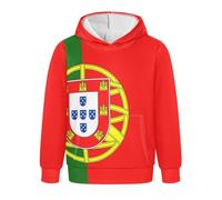 Zathe Sweat décontracté pour garçons et filles, motif drapeau du Portugal, pull streetwear poche kangourou XXS, Drapeau du Portugal, 5 ans