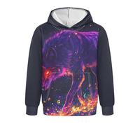 Zathe Sweats décontractés pour garçons et filles, motif loup magique, art fantastique, pull-over streetwear avec poche kangourou, XXS, Wolf Magic Fantasy Art, 4 ans