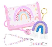 Zatix bu Mignon Rose Porte-Monnaie Arc-en-Ciel, Multifonction Portefeuille Trifold avec Porte-clés, Boho Portefeuille Pliable pour Pièces et Billets, Cadeau d'anniversaire pour Enfants Fille