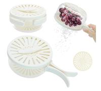 Zatixbu Essoreuse à Salade Manuelle - Bol Saladier avec Panier et Couvercle Verrouillable, Égouttoir à Légumes Anti-Éclaboussures, Gain de Place, Design Compact Blanc