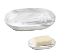 Zatixbu Porte Savon Céramique, Antidérapant Support Savon Marbre pour Salle de Bain, Support Soap Holder pour Cuisine Baignoire Évier et Douche (Gris)