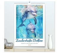 Zauberhafte Delfine. Aquarelle von Spiel und Spaß in den Wellen (hochwertiger Premium Wandkalender 2026 DIN A2 hoch), Kunstdruck in Hochglanz: Wunderschöne Delfin Aquarelle für das ganze Jahr