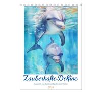 Zauberhafte Delfine. Aquarelle von Spiel und Spaß in den Wellen (Tischkalender 2026 DIN A5 hoch), CALVENDO Monatskalender: Wunderschöne Delfin Aquarelle für das ganze Jahr