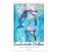 Zauberhafte Delfine. Aquarelle von Spiel und Spaß in den Wellen (Wandkalender 2026 DIN A3 hoch), CALVENDO Monatskalender: Wunderschöne Delfin Aquarelle für das ganze Jahr