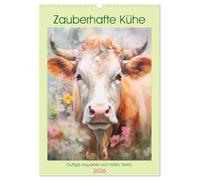 Zauberhafte Kühe. Duftige Aquarelle von tollen Tieren (Wandkalender 2026 DIN A3 hoch), CALVENDO Monatskalender: Bezaubernde Illustrationen von schönen und glücklichen Kühen