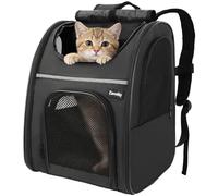 Zavothy Sac à Dos Transport pour Chat et Chien, Portable et Pliable, avec Fenêtre en Maille et Support Dorsal Rembourré, Respirant, Charge Maximale 8 kg (Noir)