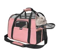 Zavothy Sac de Transport pour Chats et Chiens, Sac de Transport, Respirant et Pliable, Cage de Transport pour Chats avec Bandoulière Réglable, Matelas en Peluche Amovible (Rose Clair, M)