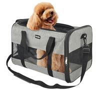 Zavothy Sac Transport Chat Chien, Sac Transport Respirant et Pliable, Caisse de Transport Chat avec Bandoulière Réglable, Matelas en Peluche Amovible, L, Gris