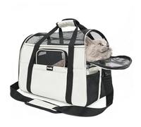 Zavothy Sac Transport Chat Chien, Sac Transport Respirant et Pliable, Caisse de Transport Chat avec Bandoulière Réglable, Matelas en Peluche Amovible (Beige, Medium)