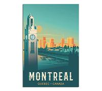 ZAVRAK Plaque en métal style vintage Montréal Québec Canada Paysage urbain Art Sign Home Kitchen Bar Café Club Cave Décoration murale rétro Tin Travel Sign 30 x 43 cm