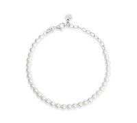 ZAVYA Bracelet modeste à maillons en argent sterling 925 plaqué rhodium avec perles d'eau douce | Cadeau pour femmes et filles