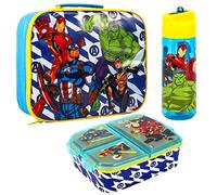 Zawadi Global Avengers Ensemble de boîtes à déjeuner pour enfants - Sac à déjeuner isotherme, boîte à déjeuner à compartiments multiples et bouteille d'eau de 540 ml - Ensemble repas pour école,