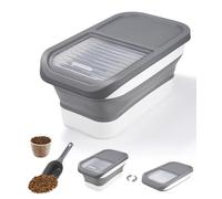 Zawaer Conteneur Croquette Nourriture pour Chien Chat 5KG, Boite à Croquettes Chien Seau de Stockage Pliable Container avec Cuillère Tasse à Mesurer pour Nourriture et Friandises Animaux.(gris)