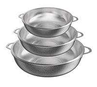 Zawaer Passoire de cuisine, 3pcs en acier inoxydable micro-perforées avec poignée pour pâtes,fruits,riz,légumes, plus saines et très polies, lavables au lave-vaisselle (20/23/29cm)