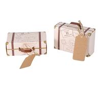 ZAWELIYO 50pcs Mini Boîtes à Bonbons de Valise, élégants Boîtes de Faveur en Cartons en Carton avec Cordes et étiquettes pour Mariage, Anniversaire, Fête de Baby Shower Fave