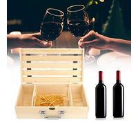 ZAWELIYO Boîte à Vin Rouge en Bois, Coffret Cadeau Classique élégant pour 2 Bouteilles de Vin, pour Personnes âgées et Amateurs de, Bois de Pin 13,8 X 7,9 X 3,9 Pouces