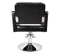 ZAWELIYO Chaise de Barbier Noire Rétro Réglable en Hauteur, Chaise de Coiffure en Cuir PU Facile à Nettoyer pour Salon